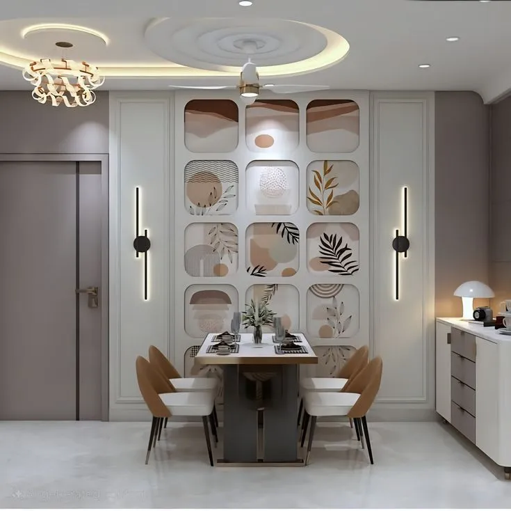 Modern Indian living and dining room interior design — Dream Home Studio Amravati